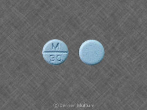 M 30 Pill Blue Round 7mm Pill Identifier   Clorazepate 3.75 Mg MYL 